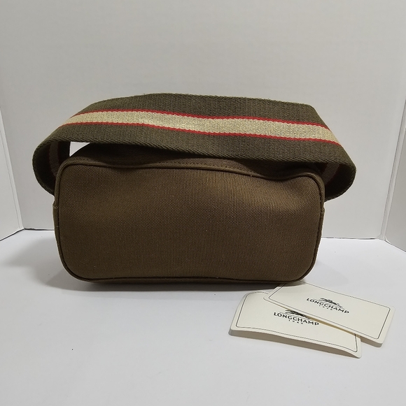 Longchamp Handbags - NWT Longchamp 1948 Canvas Pouch - Olive Green Small Handbag with Striped Handle